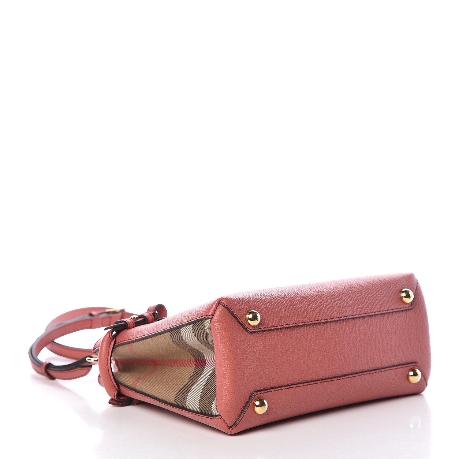 Burberry Grainy Calfskin House Check Small Banner Tote Cinnamon Red 4 of 9