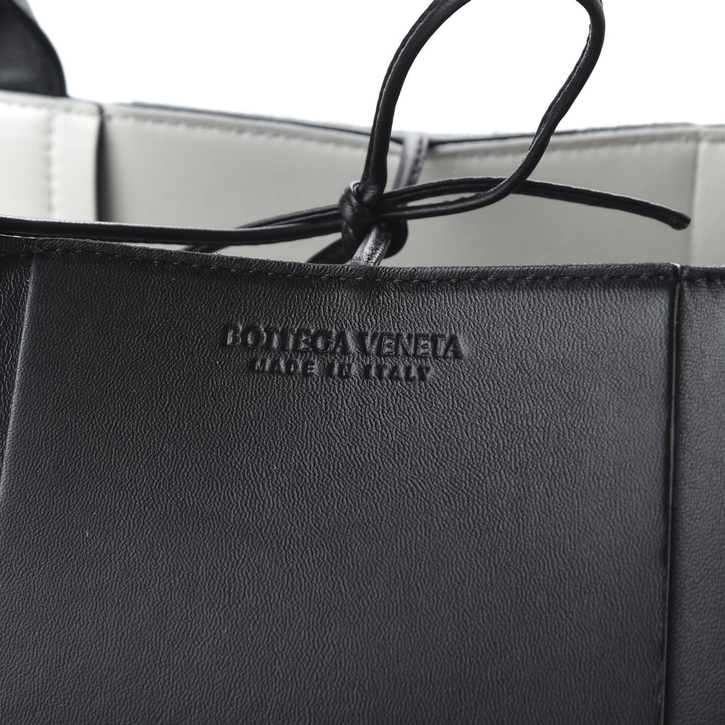 Nappa Maxi Intrecciato Arco Tote Black White
