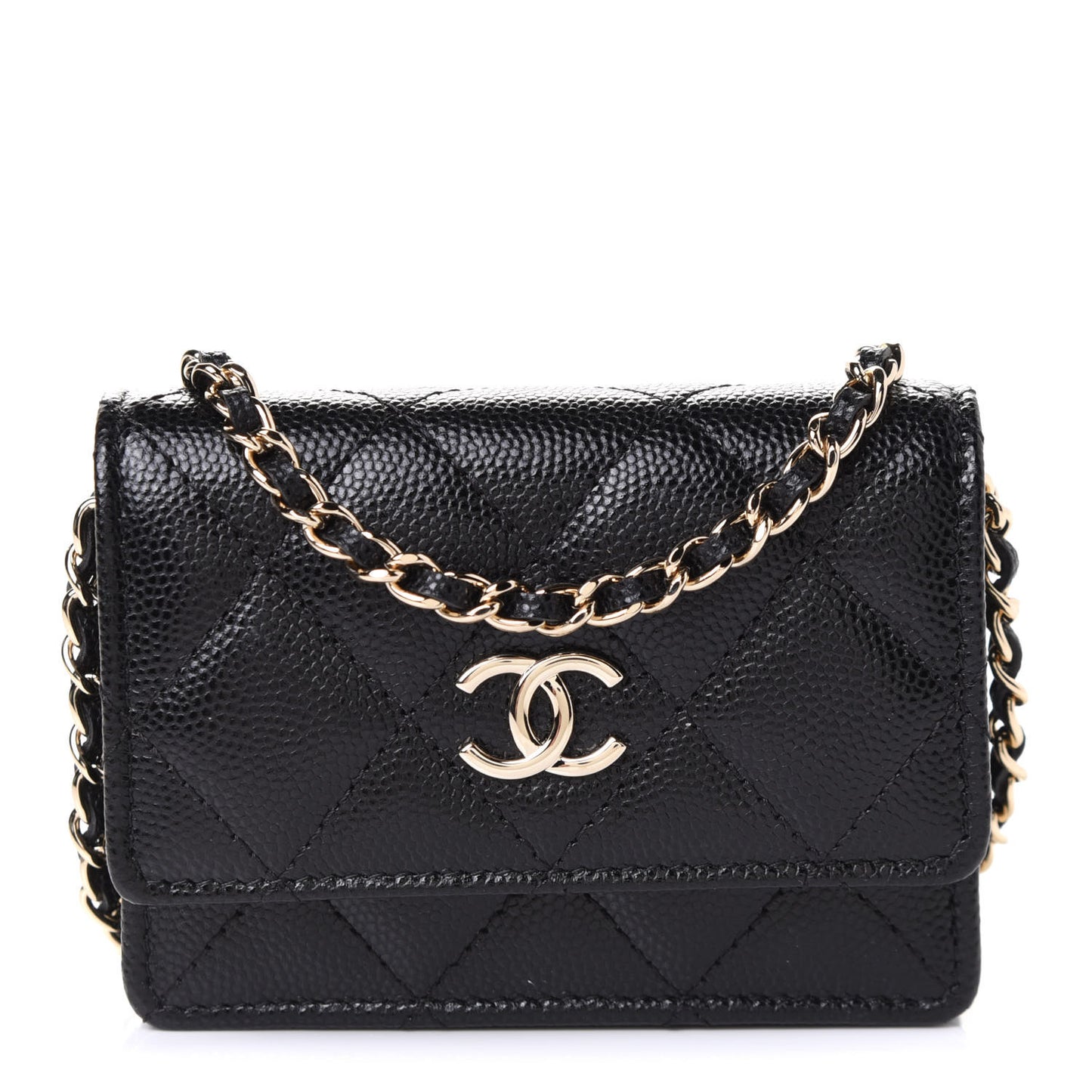 Caviar Quilted Belt Bag With Charms On Chain Black