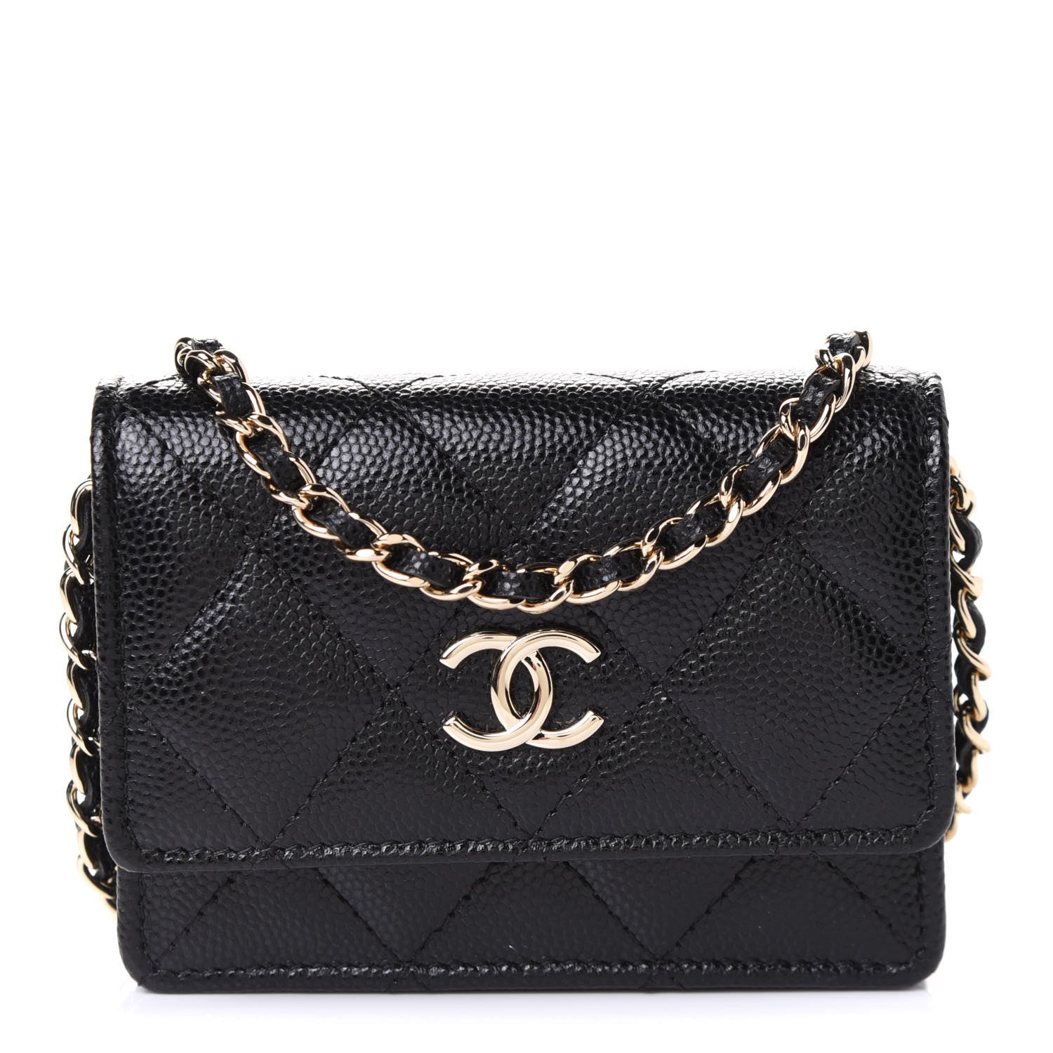 Chanel Caviar Quilted Belt Bag With Charms On Chain Black 1 of 4
