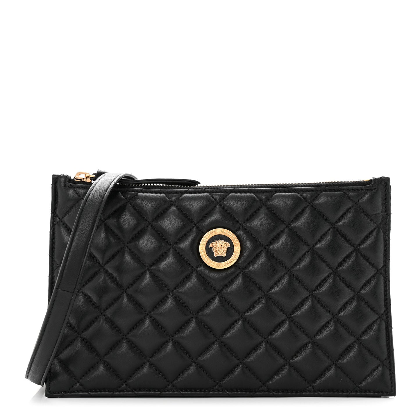 Calfskin Quilted Small Tribute Icon Pouch Black