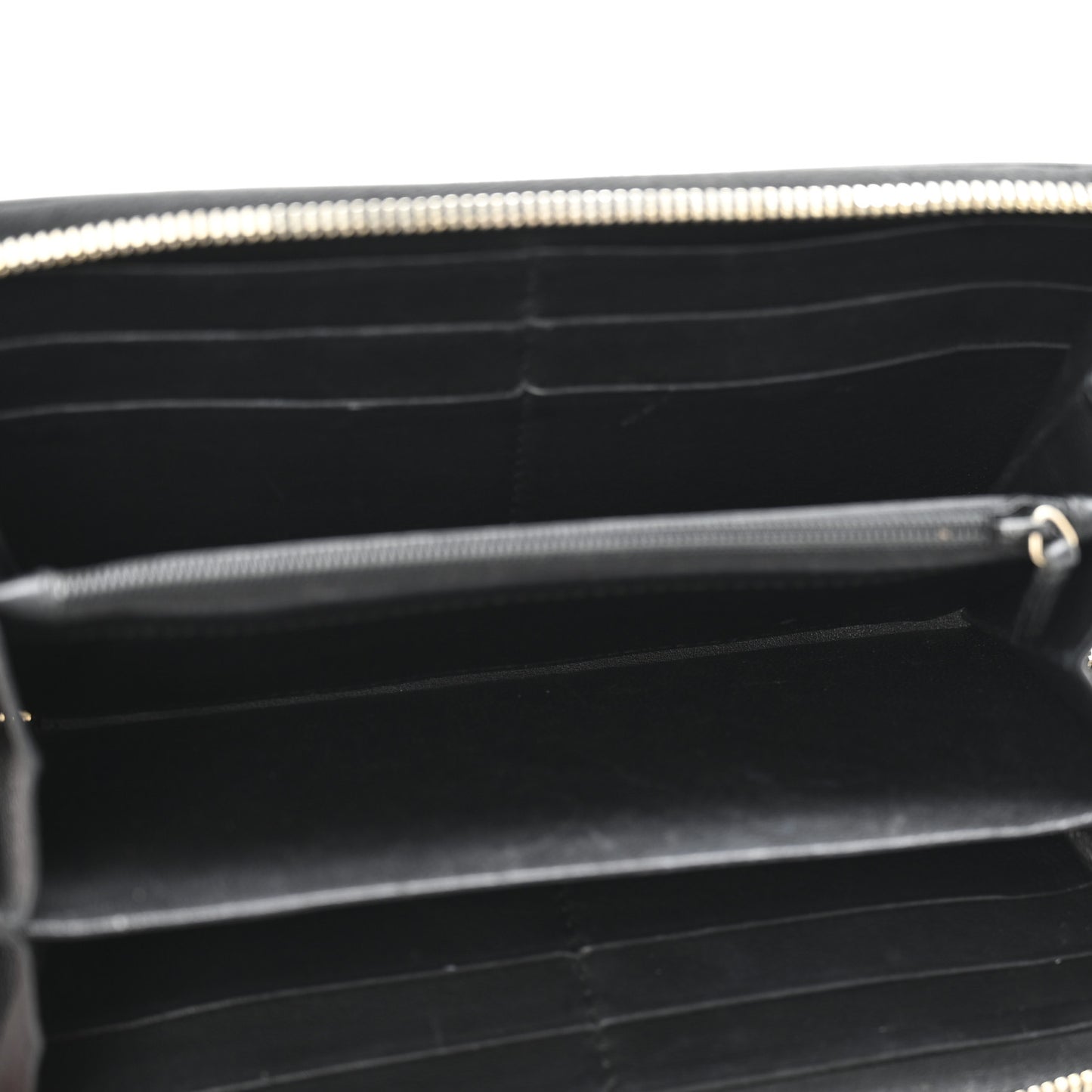Guccissima Margaux Calfskin Metal Bar Zip Around Wallet Black