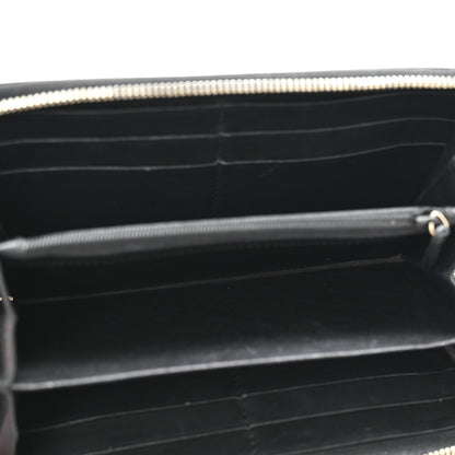 Gucci Guccissima Margaux Calfskin Metal Bar Zip Around Wallet Black 5 of 10