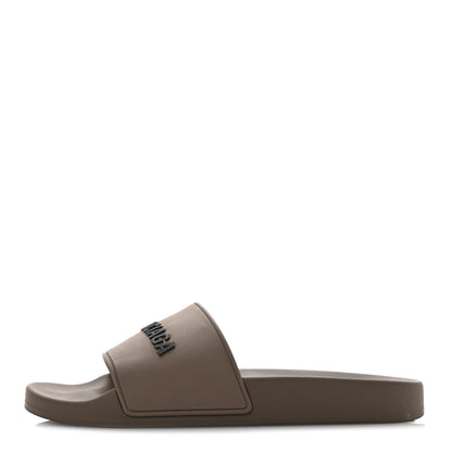 Balenciaga Rubber Logo Mens Pool Slide Sandals 40 Taupe Black 1 of 8