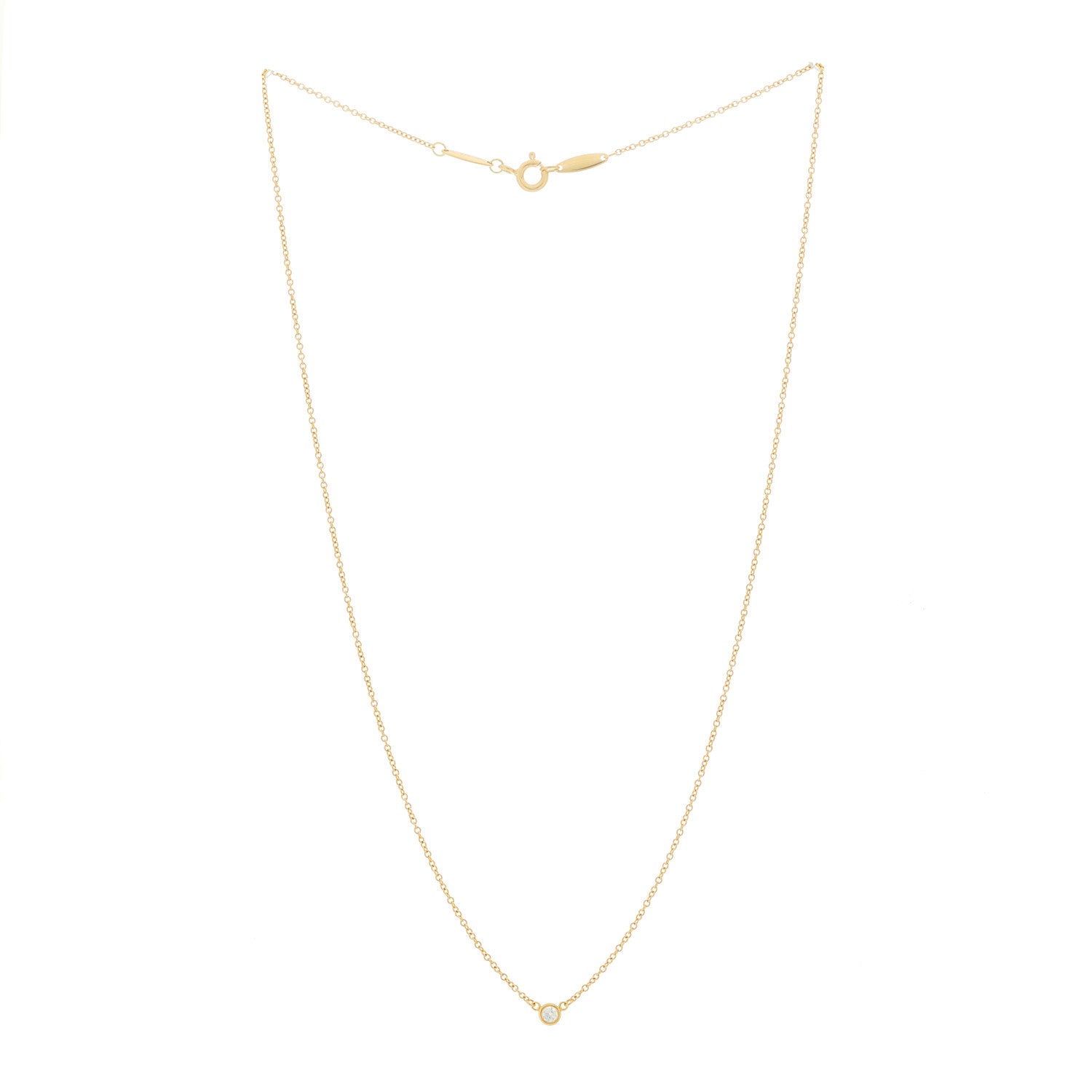 Tiffany 18K Yellow Gold Diamond .05ct Elsa Peretti Diamonds by the Yard Pendant Necklace 3 of 6