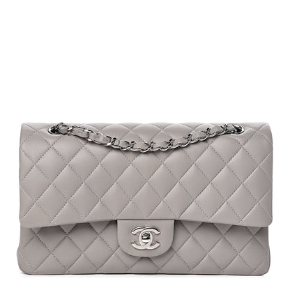 Chanel Lambskin Quilted Medium Double Flap Grey 1 of 10