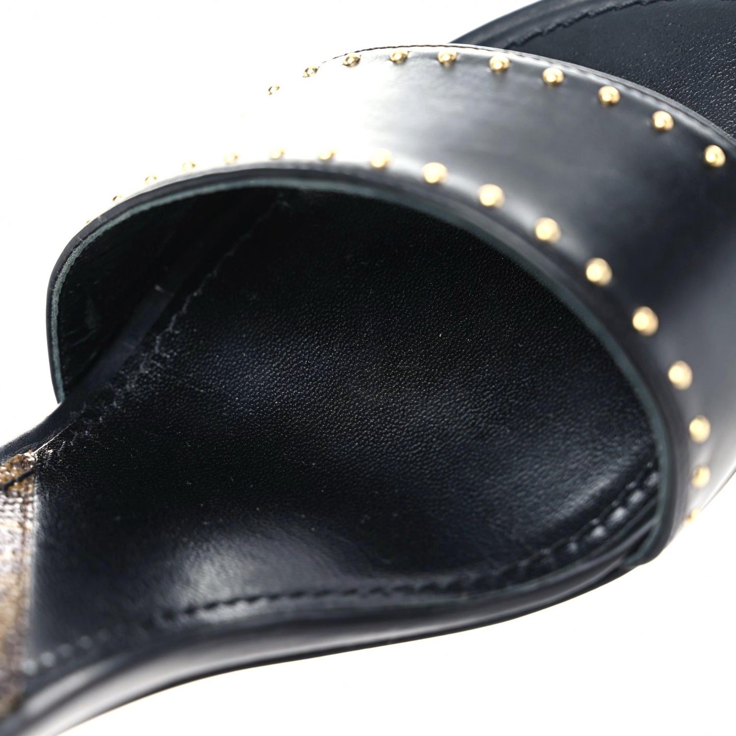 Calfskin Studded Monogram Silhouette Sandals 38.5 Black