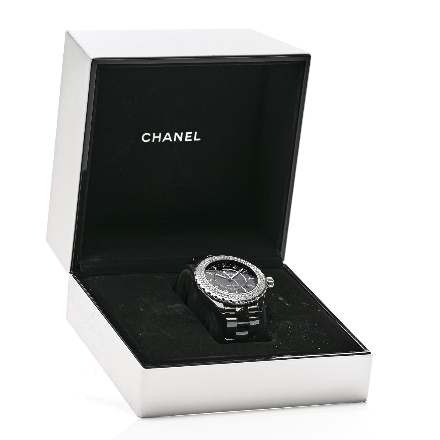 Stainless Steel Ceramic Diamond Pave Bezel 41mm J12 Automatic Watch Black