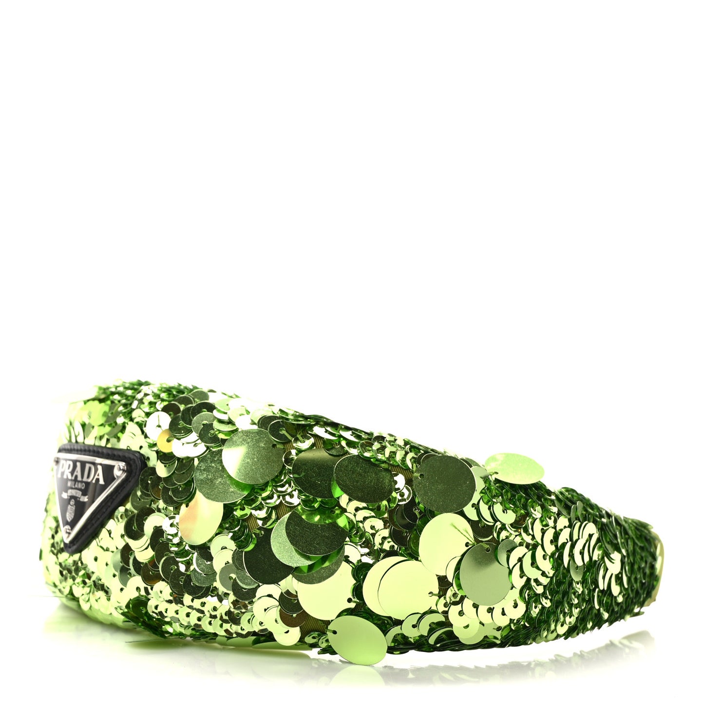 Paillettes Metal Triangle Logo Headband Lime