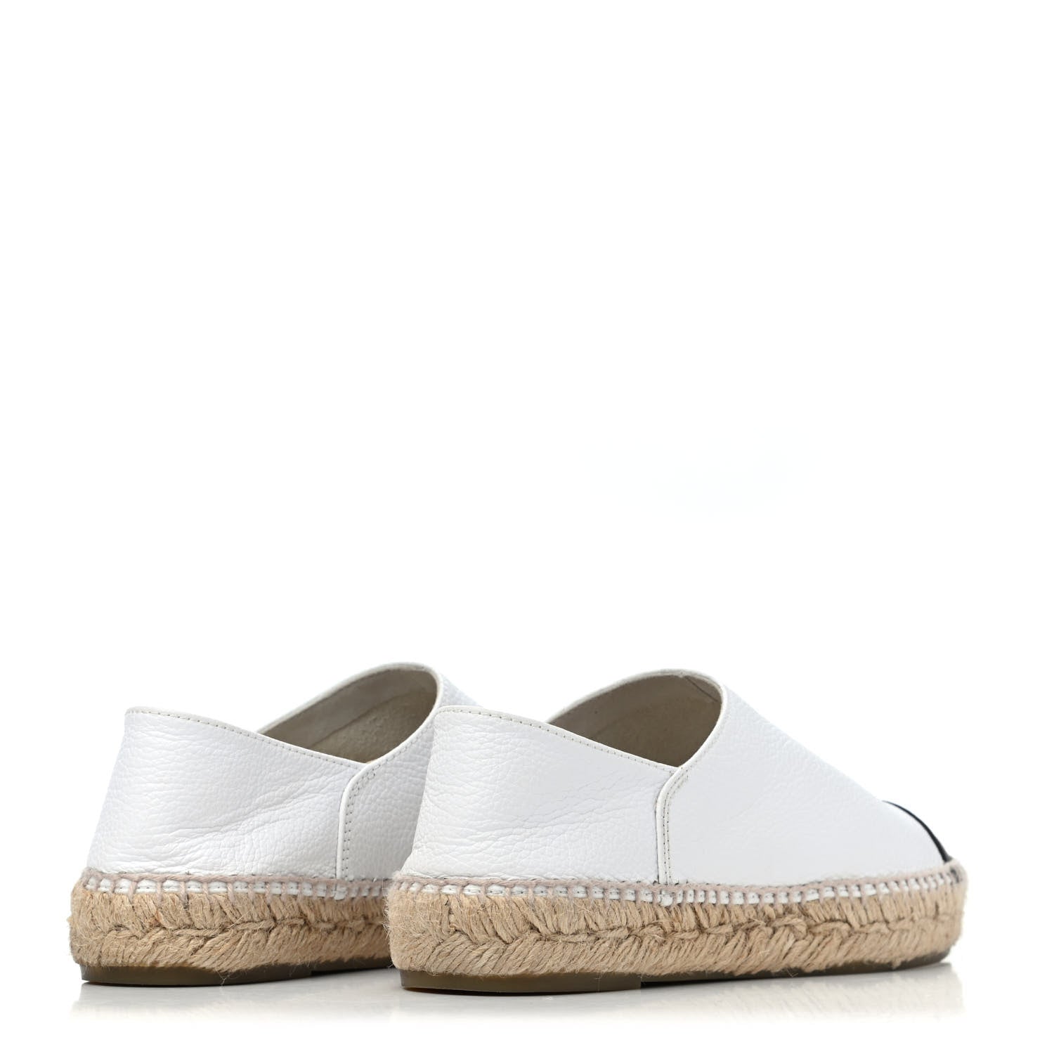 Chanel Grained Calfskin CC Espadrilles 37 White Black 3 of 4