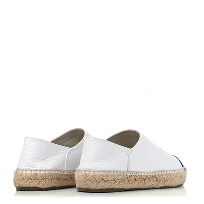 Chanel Grained Calfskin CC Espadrilles 37 White Black 3 of 4