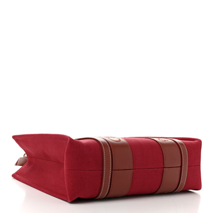 Chloe Canvas Calfskin Medium Woody Ribbon Tote Dark Red 4 of 11