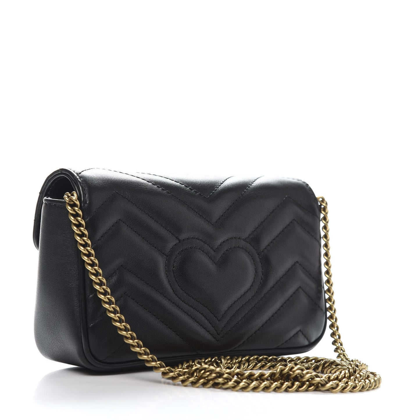 Calfskin Matelasse Super Mini GG Marmont Shoulder Bag Black