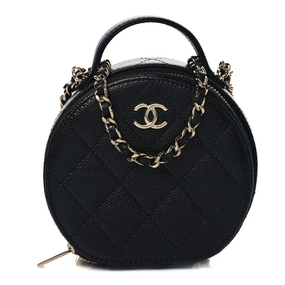 Chanel Caviar Quilted Round Handle With Care Vanity With Chain Black 1 of 13