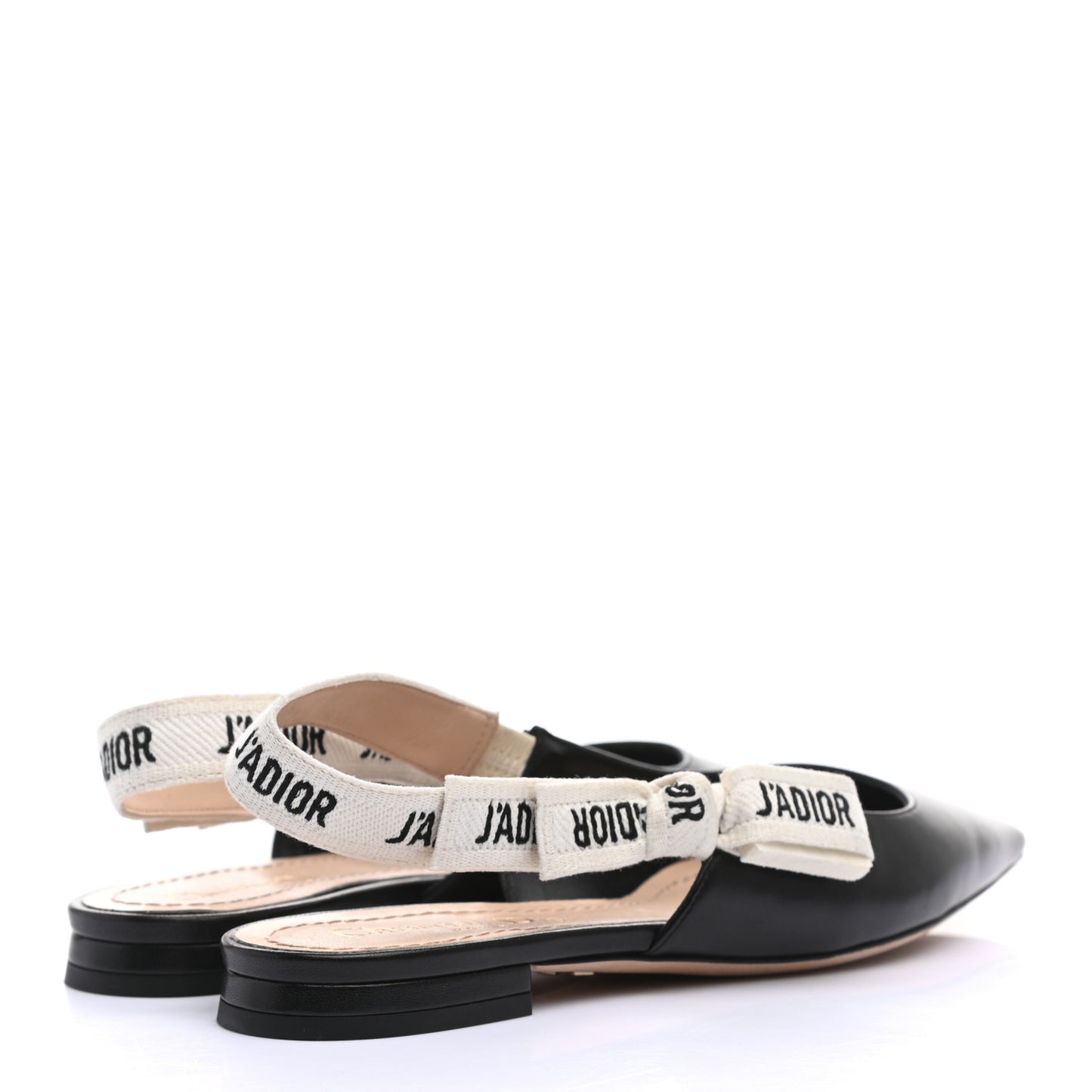 Lambskin Ribbon J'Adior Slingback Ballet Flats 35 Black