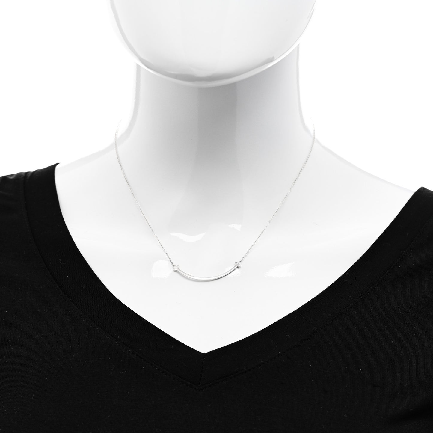 Sterling Silver Small T Smile Pendant Necklace