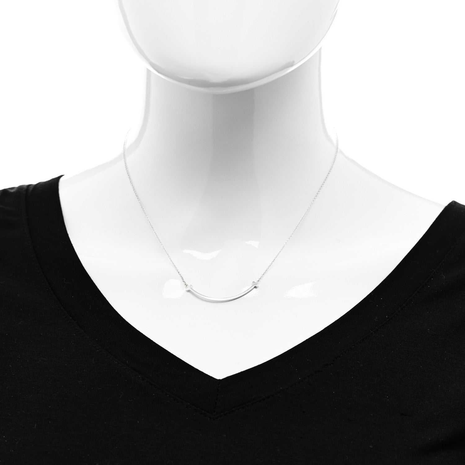 Tiffany Sterling Silver Small T Smile Pendant Necklace 2 of 6
