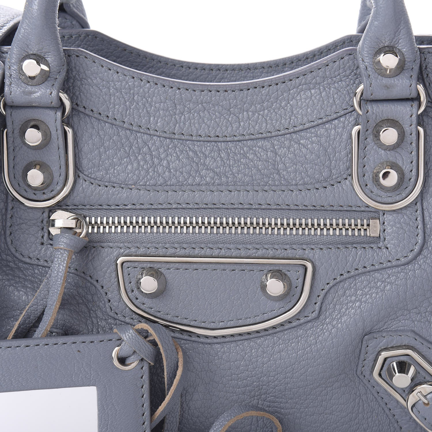 Balenciaga Chevre Silver Metallic Edge Hardware Mini City Bleu Acier 8 of 10