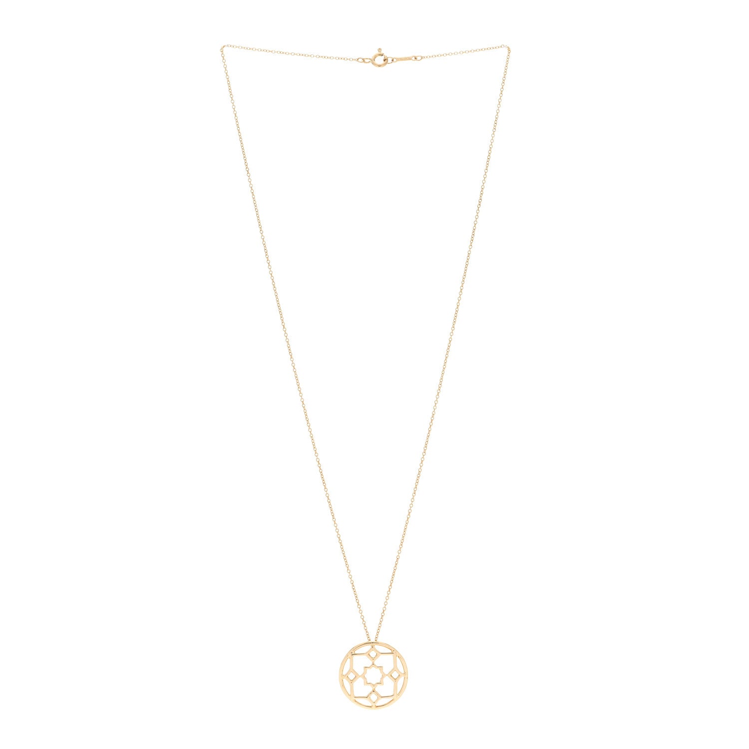 Tiffany 18K Yellow Gold Paloma Picasso Zellige Medallion Pendant Necklace 2 of 4