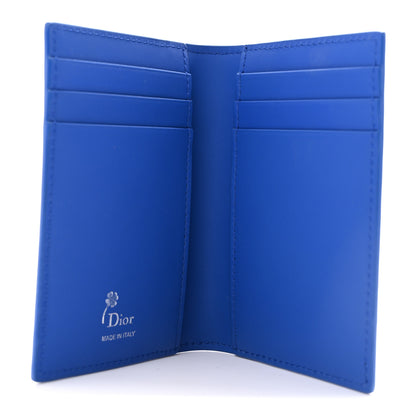 Christian Dior Calfskin Cover Bi-Fold Card Holder Blue White 5 of 8