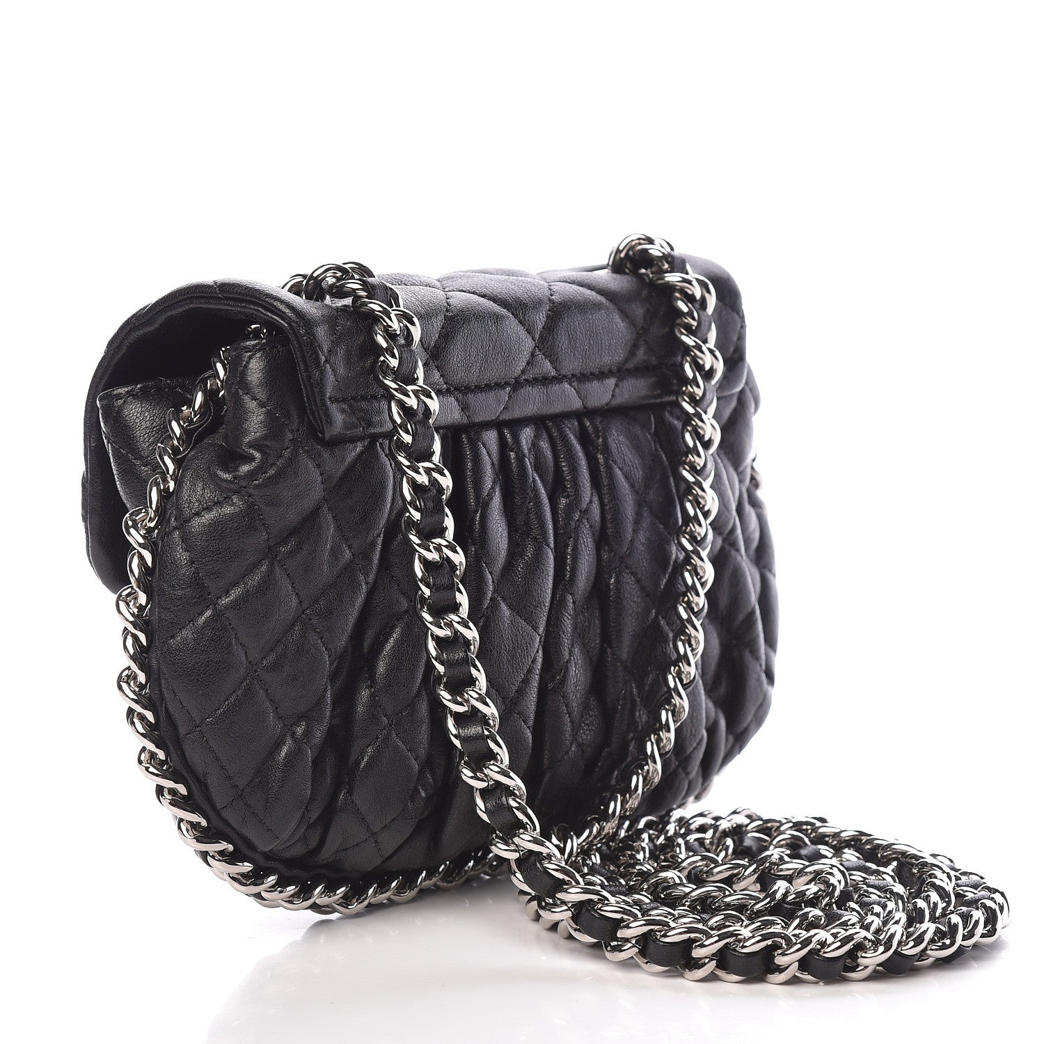 Chanel Washed Lambskin Quilted Mini Chain Around Flap Black 3 of 13