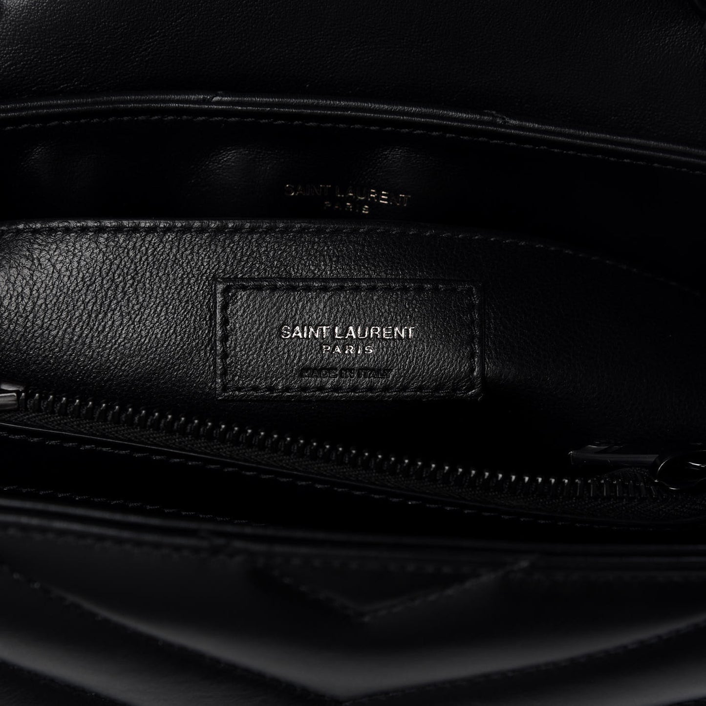 Calfskin Y Quilted Monogram Small Loulou Chain Satchel Black