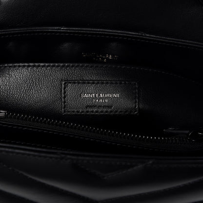 Saint Laurent Calfskin Y Quilted Monogram Small Loulou Chain Satchel Black 11 of 12
