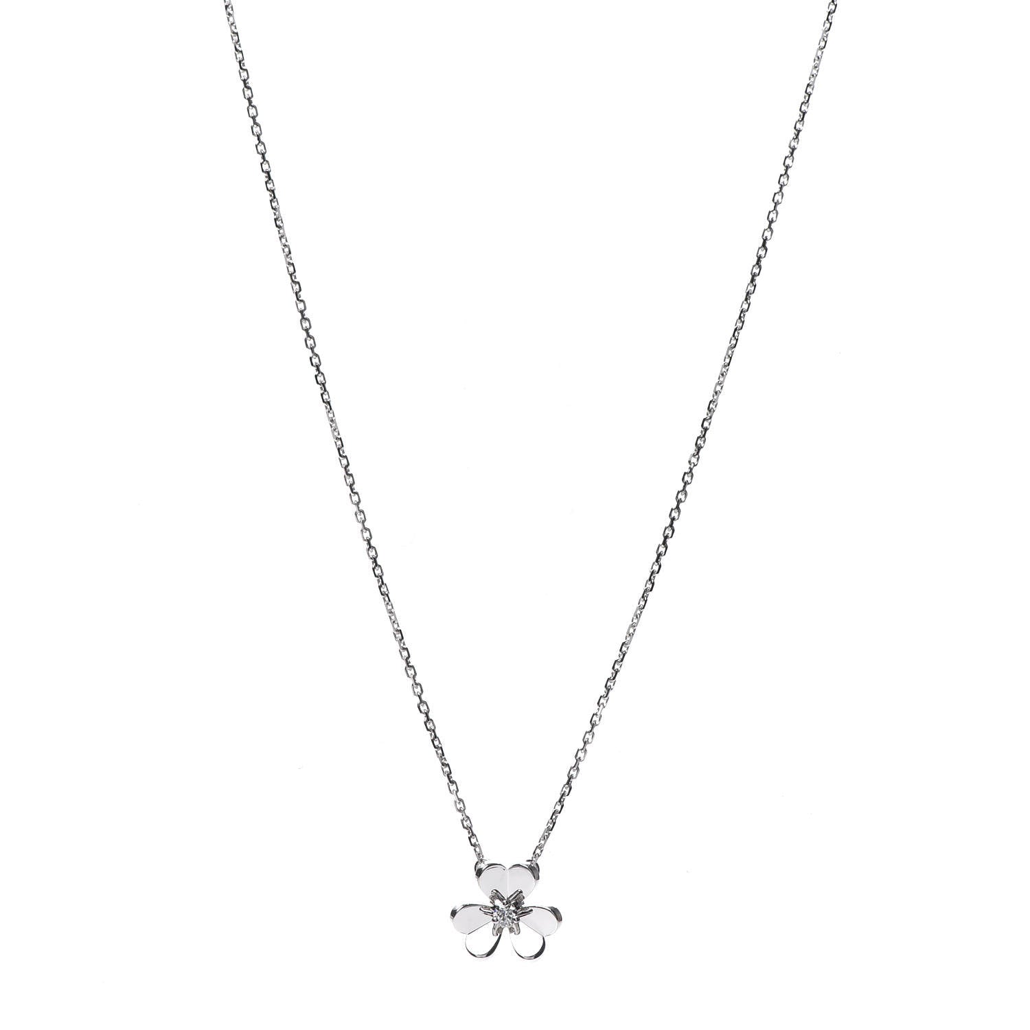 Van Cleef & Arpels 18K White Gold Diamond Mini Frivole Pendant Necklace 1 of 7
