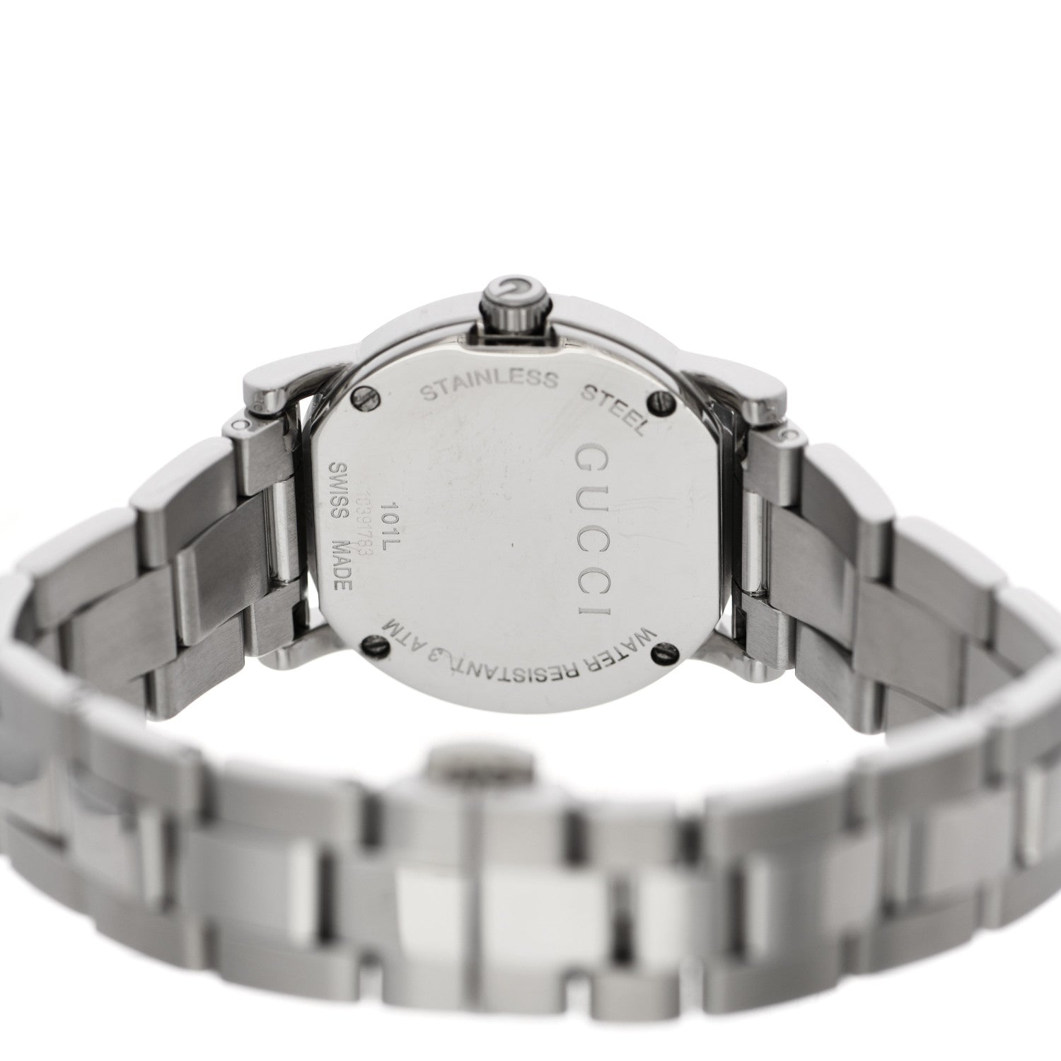 Gucci Stainless Steel Diamond Bezel Mother of Pearl 27mm 101L Quartz Watch 4 of 6