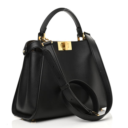 Fendi Vitello Tahiti Burro Medium Peekaboo Iconic Essentially Satchel Black Corda 3 of 11