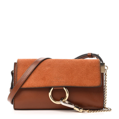 Chloe Suede Calfskin Mini Faye Shoulder Bag Tobacco 1 of 12