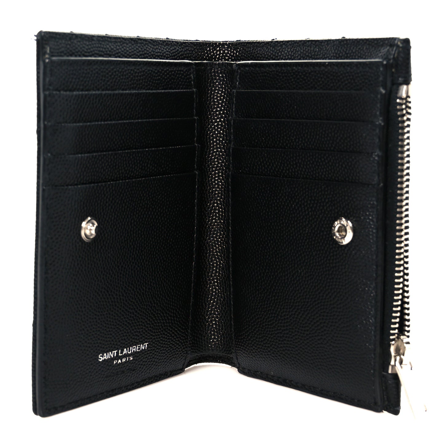 Grain De Poudre Matelasse Chevron Monogram Zipped Two-Part Wallet Black