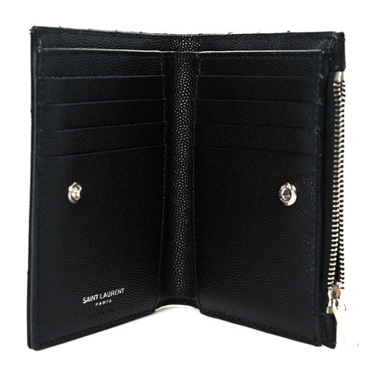 Saint Laurent Grain De Poudre Matelasse Chevron Monogram Zipped Two-Part Wallet Black 6 of 11