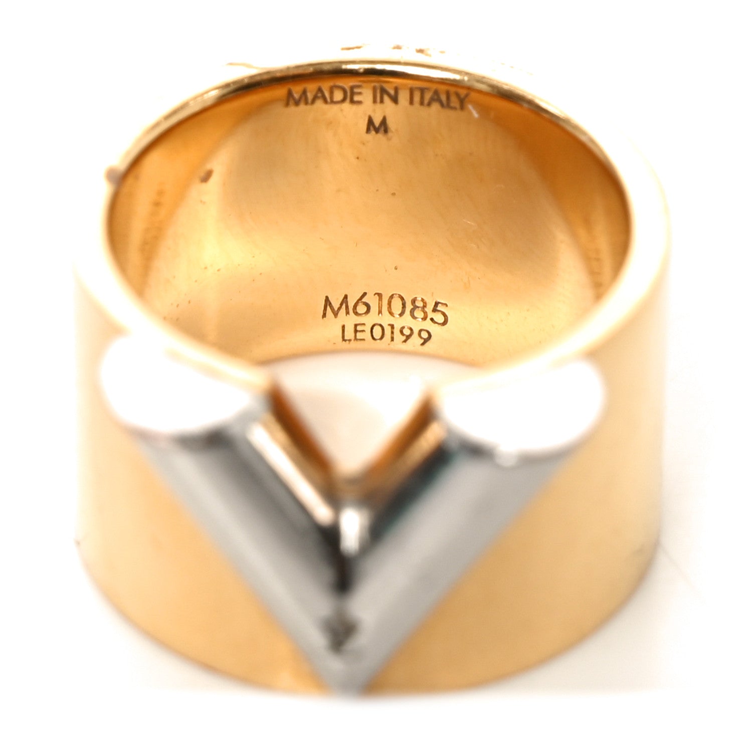 Louis Vuitton Brass Essential V Ring M 54 6.75 Gold Silver 1818397
