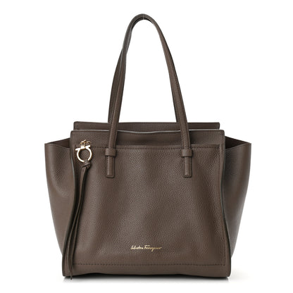 Salvatore Ferragamo Hammered Calfskin Double Handle Medium Amy Tote Beige 1 of 16