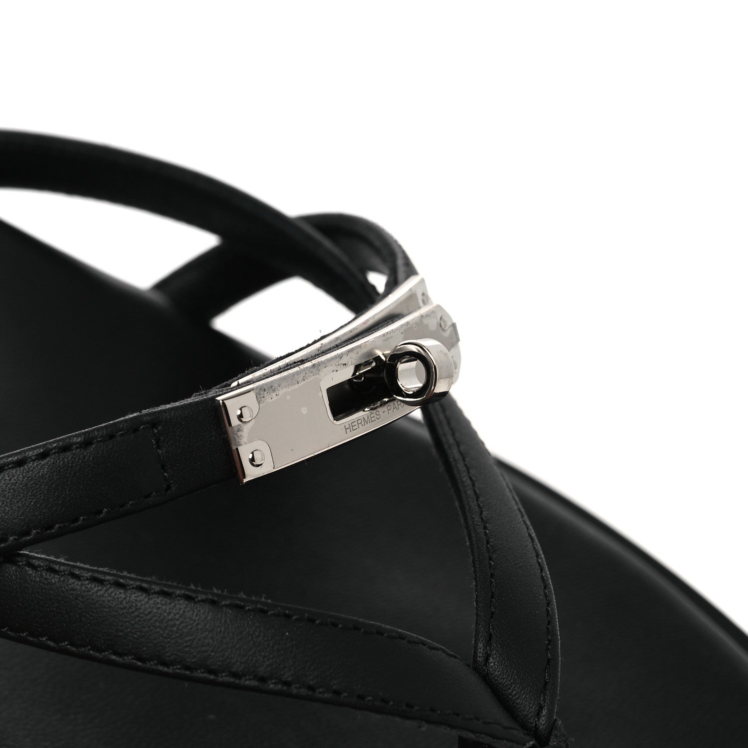 Hermes Calfskin Miss Sandals 37 Black 10 of 11