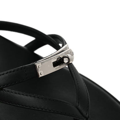 Hermes Calfskin Miss Sandals 37 Black 10 of 11