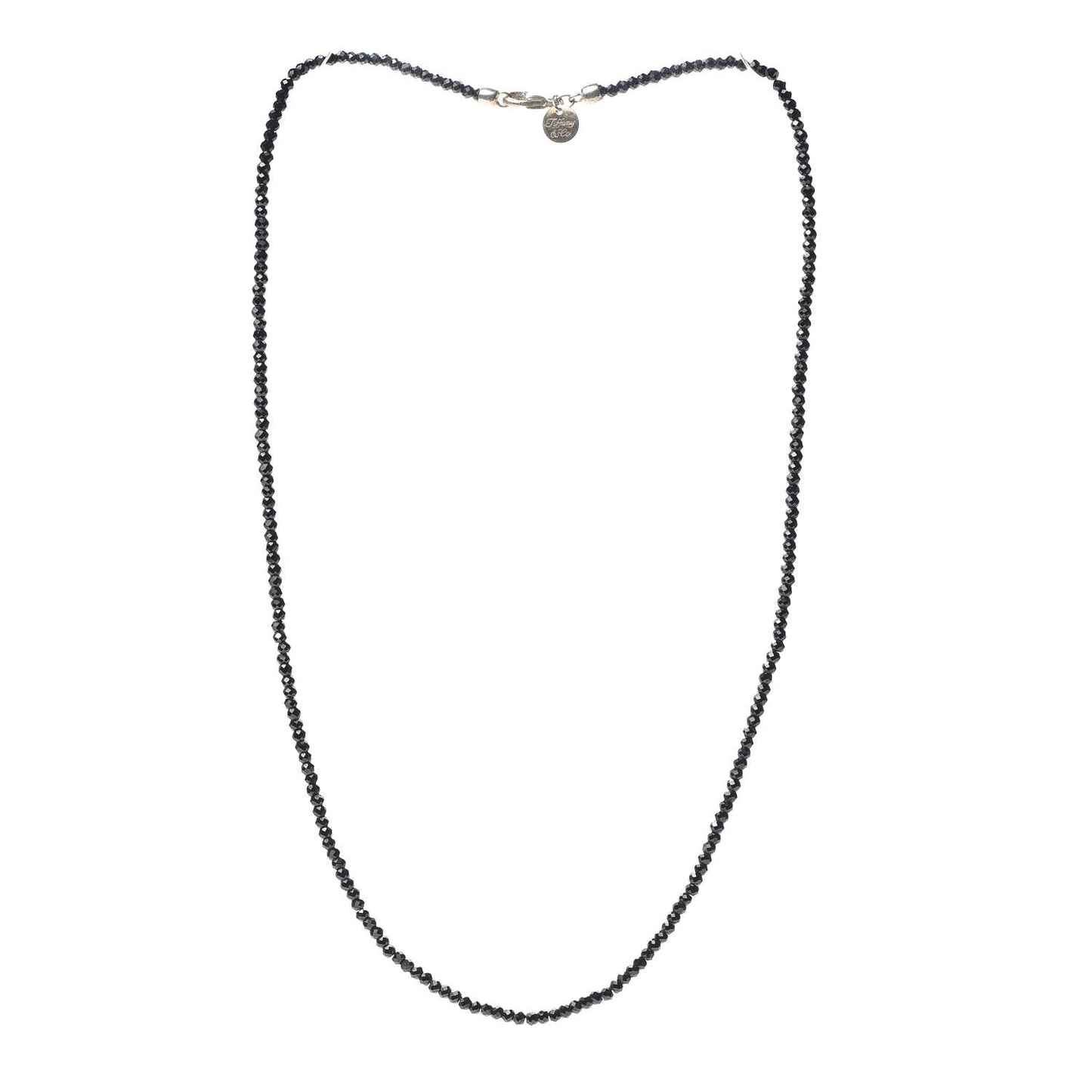 Sterling Silver Black Spinel Ziegfeld Bead Necklace