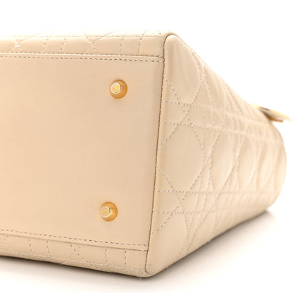 Christian Dior Lambskin Cannage Medium Lady Dior Beige 10 of 13