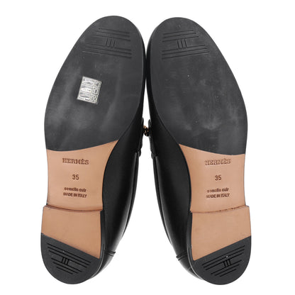 Hermes Calfskin Womens Colette Loafers 35 Black 6 of 9