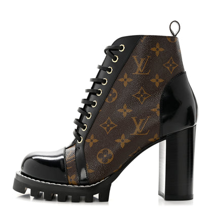 Louis Vuitton Patent Calfskin Monogram Star Trail Ankle Boots 39.5 Black 1 of 9