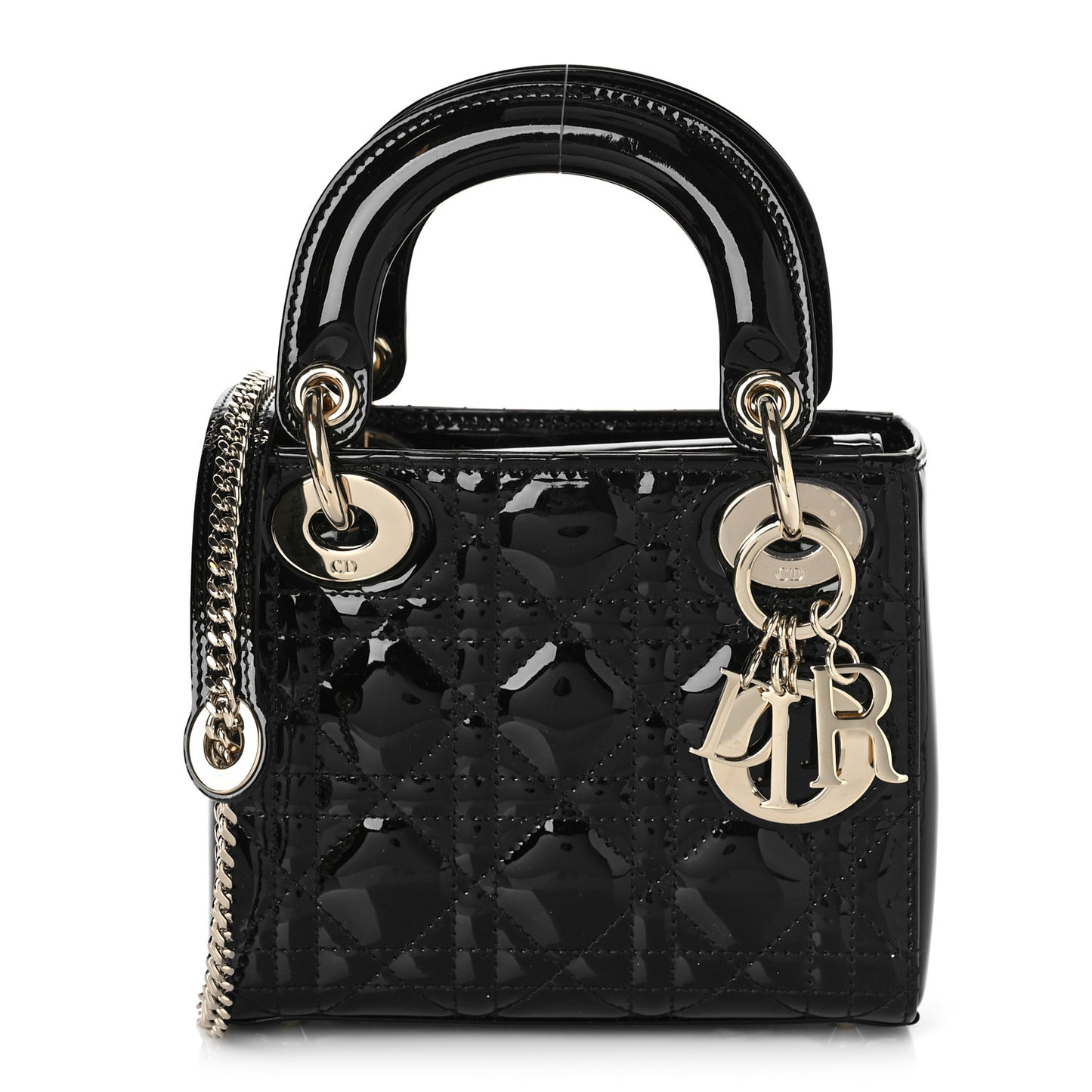 Patent Cannage Mini Lady Dior Black