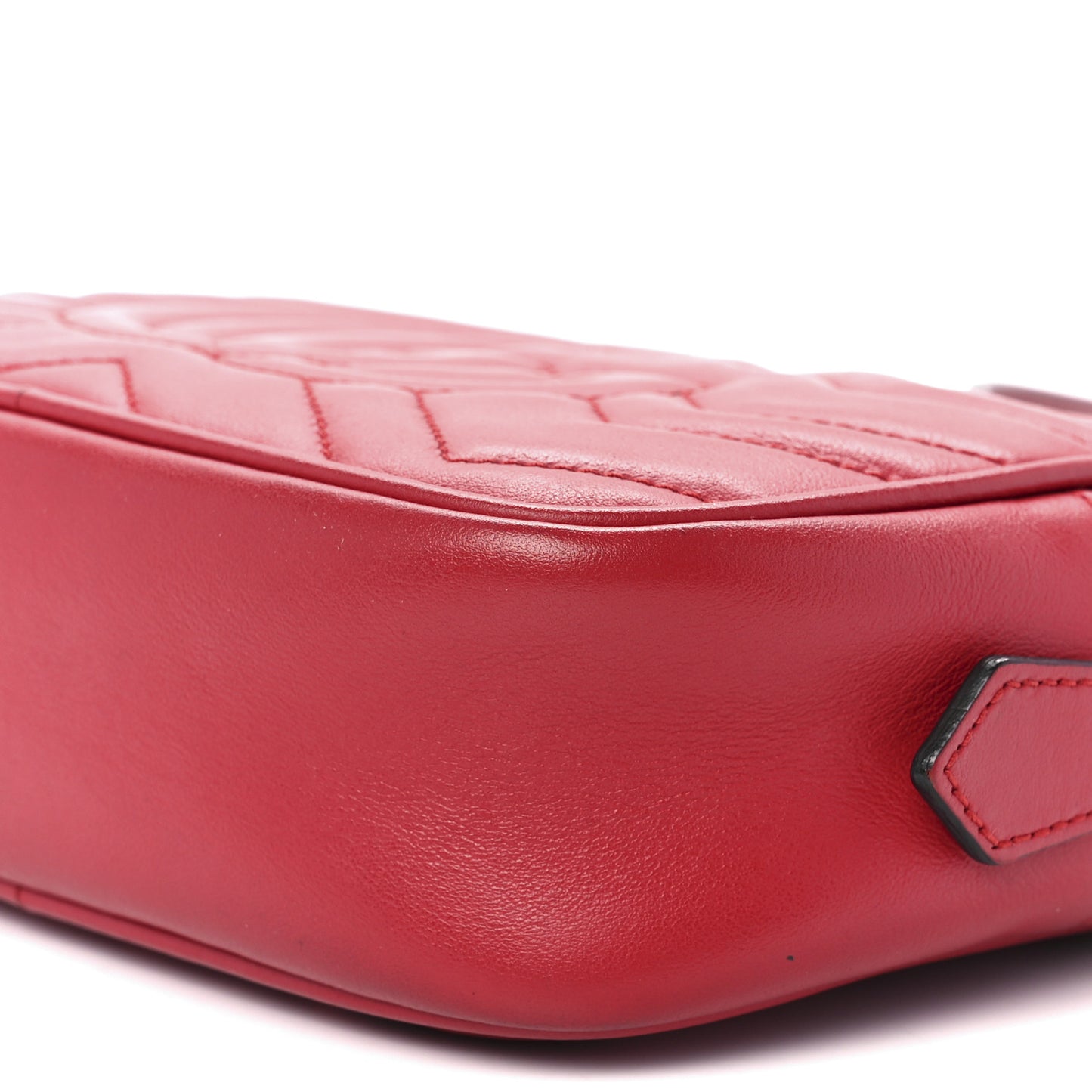Calfskin Matelasse Mini GG Marmont Chain Shoulder Bag Hibiscus Red