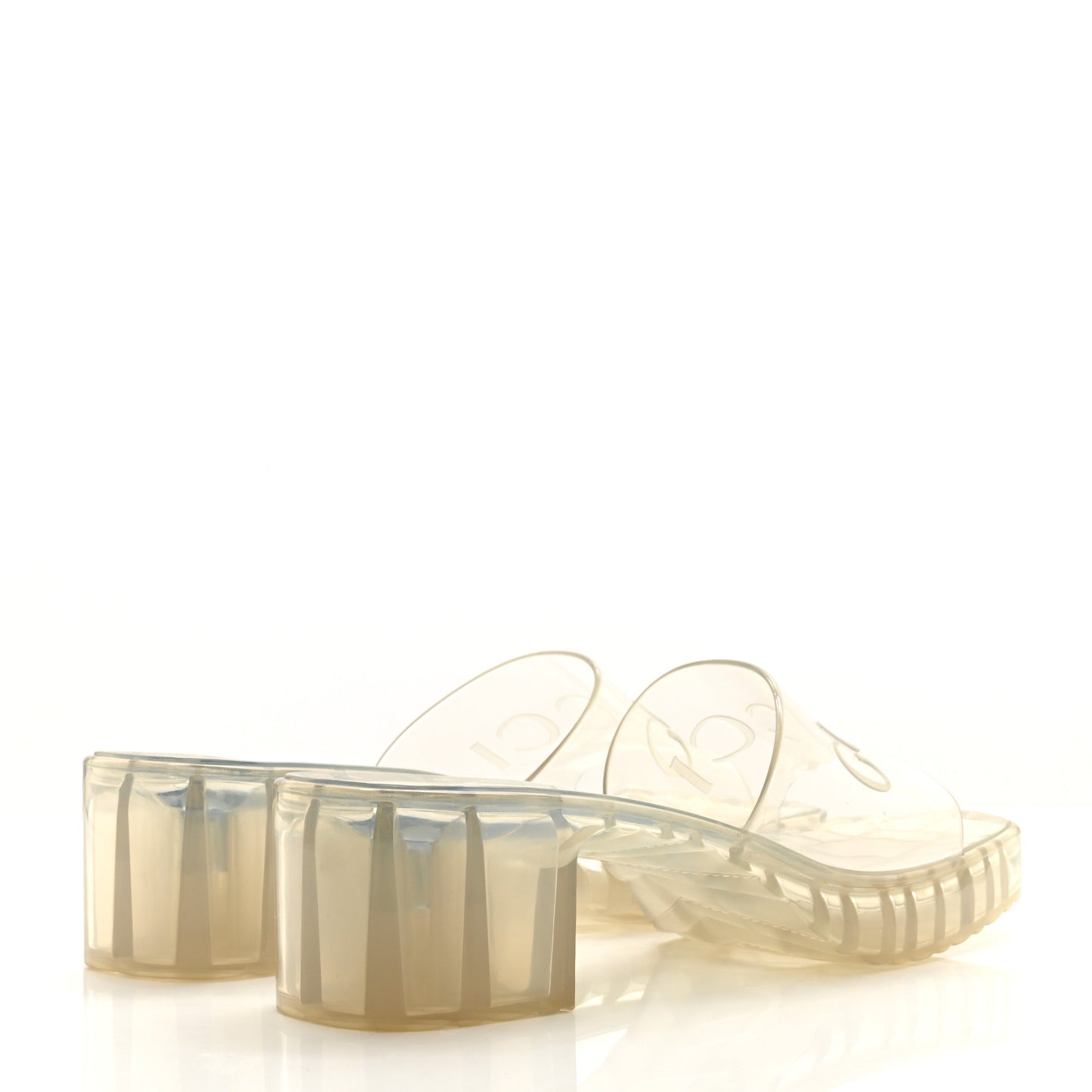 Rubber Gucci Logo Womens Platform 20/60mm Slide Sandals 39 Transparent