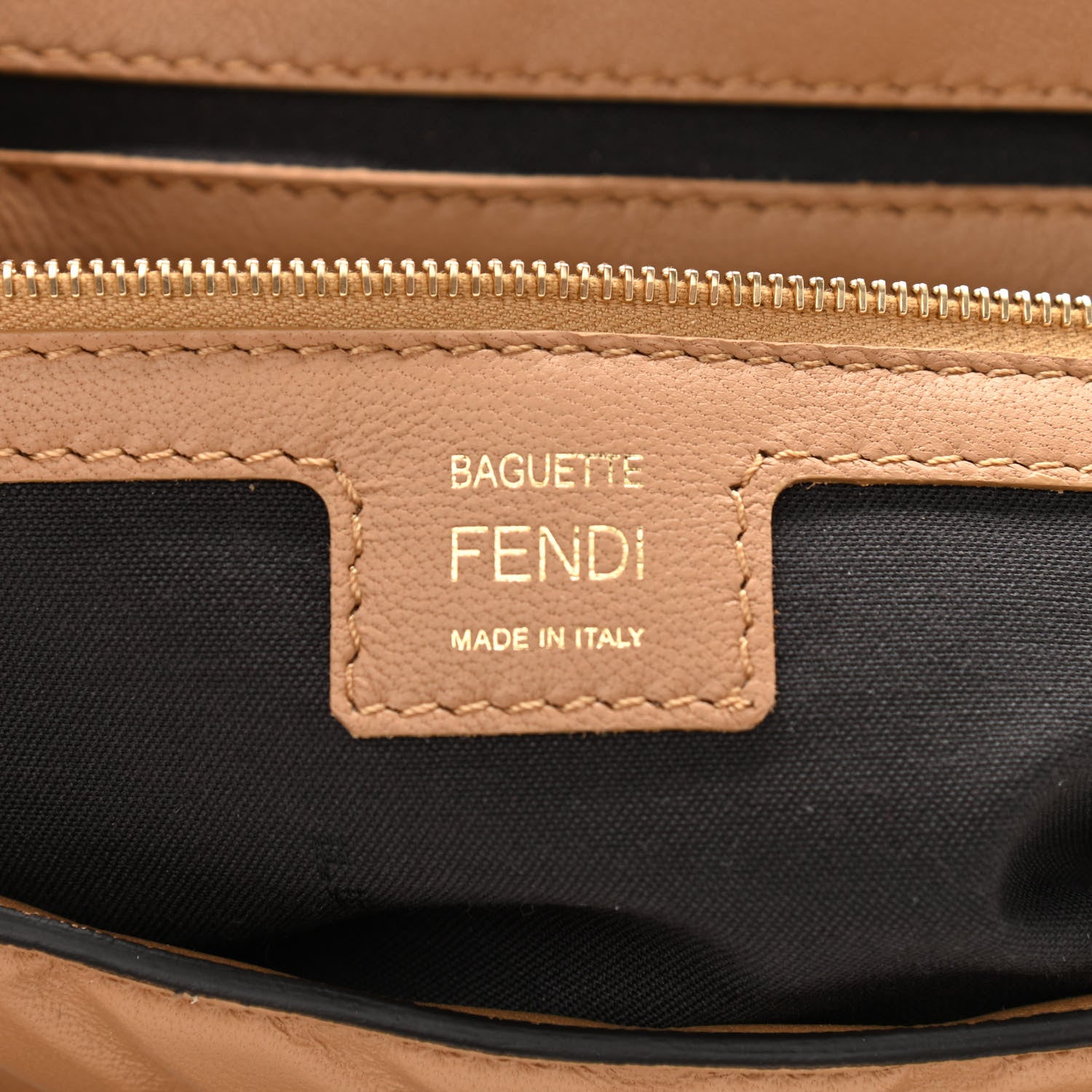 Fendi Nappa FF 1974 Embossed Baguette Miele Scuro 6 of 10