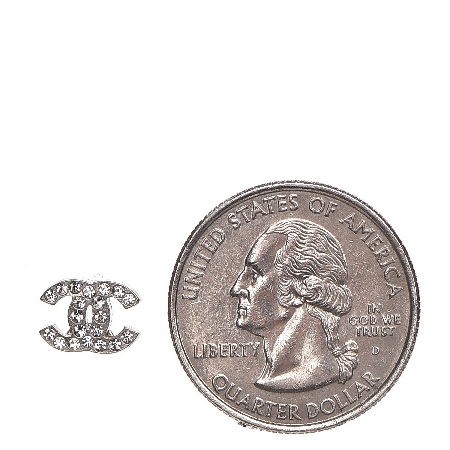 Chanel Crystal Mini Timeless CC Earrings Silver 6 of 8
