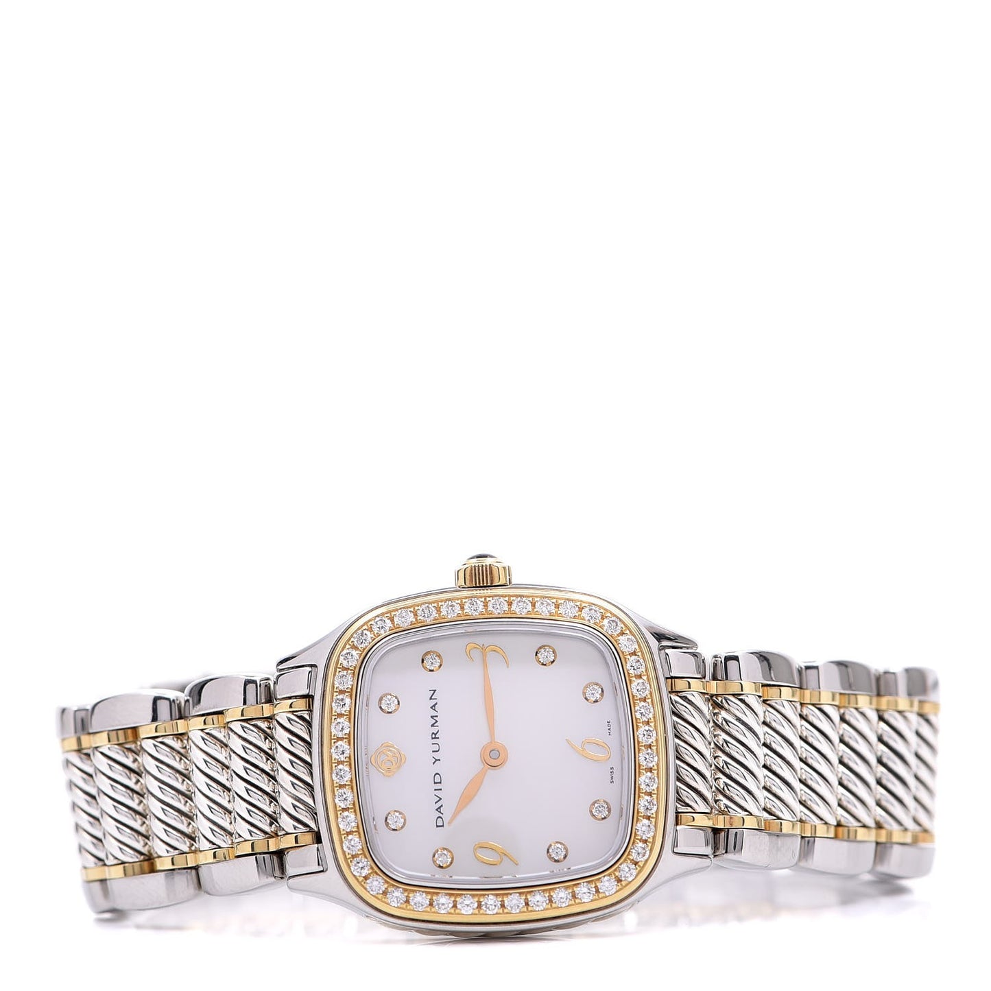 Stainless Steel 18K Yellow Gold Diamond Mother of Pearl 25mm Thoroughbred Quartz Watch