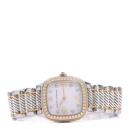 David Yurman Stainless Steel 18K Yellow Gold Diamond Mother of Pearl 25mm Thoroughbred Quartz Watch 3 of 7
