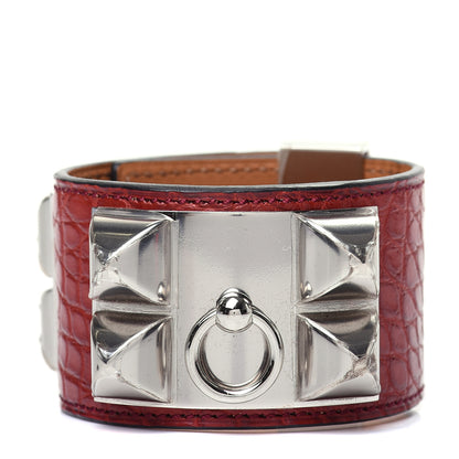 Hermes Matte Alligator Collier De Chien CDC Bracelet S Rouge H 1 of 5