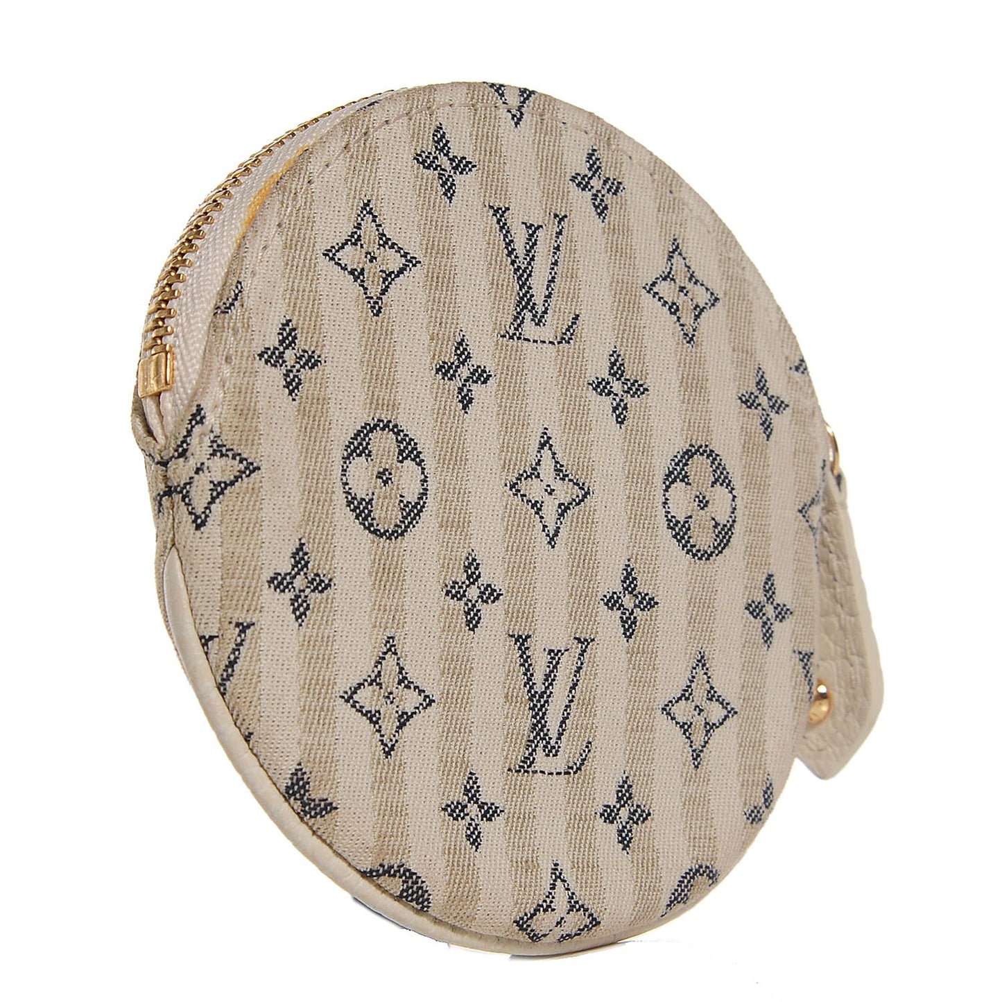 Mini Lin Croisette Round Coin Purse Blue